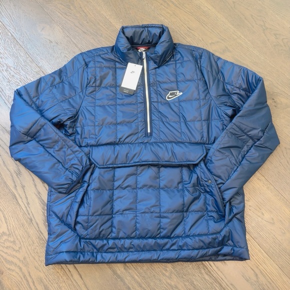 Nike Men’s Quilted Puffer Jacket 1/2 zip Blue Large  Fall Winter Coat - Picture 2 of 10